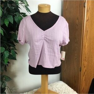 SO short sleeve cropped tee Woman’s Juniors XXL Iris moon purple vneck